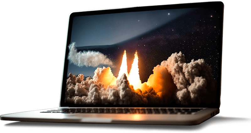 Foguete no Laptop website Landing pages
